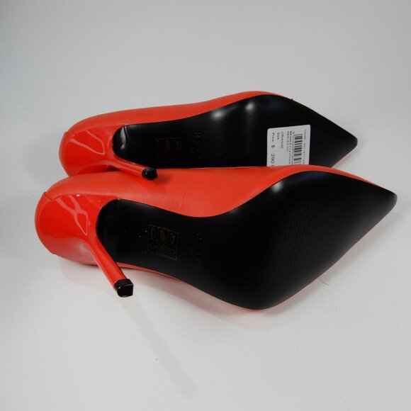 Reiss Bramley Pointed Toe Pump Heels Size 38 7.5 Reddish Orange Leather NEW $290 - Picture 11 of 15